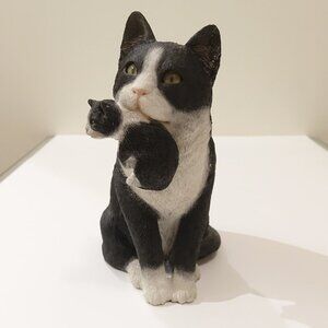 Vintage 8.5" Sandicast 1992 Cat and Kitten Figurine by Sandra Brue Signed Piece